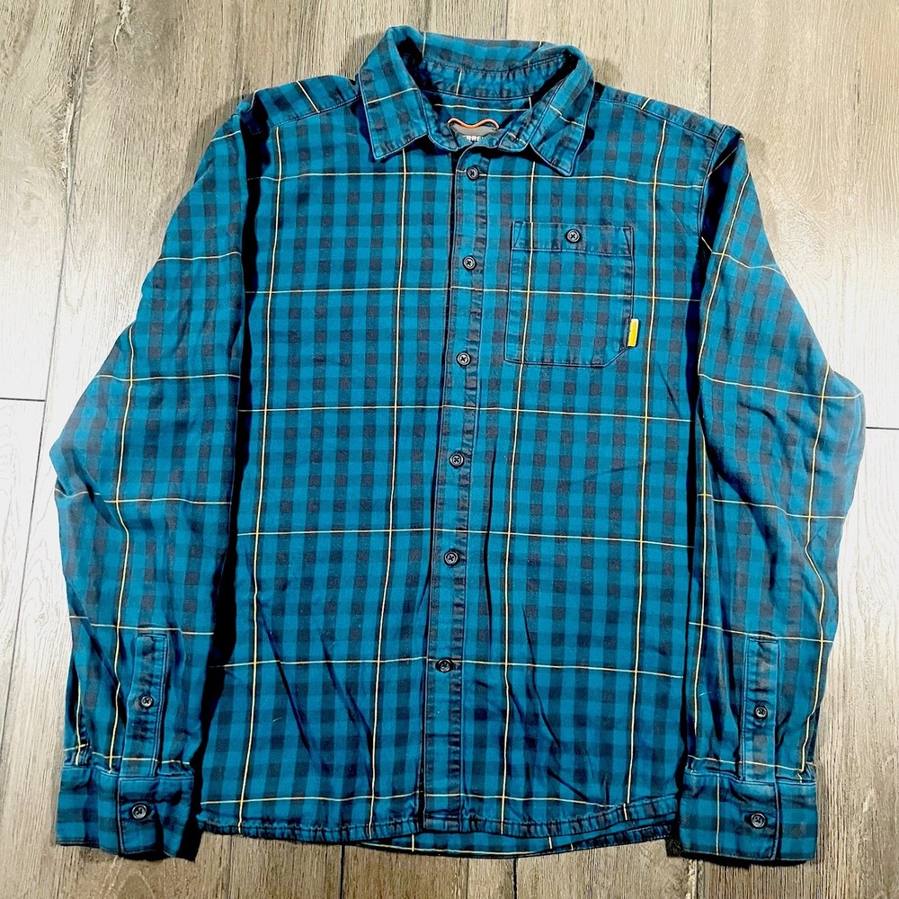 Merrell Shirt Mens Large Blue‎ Buffalo Check Plaid Long Sleeve Flannel Gorpcore